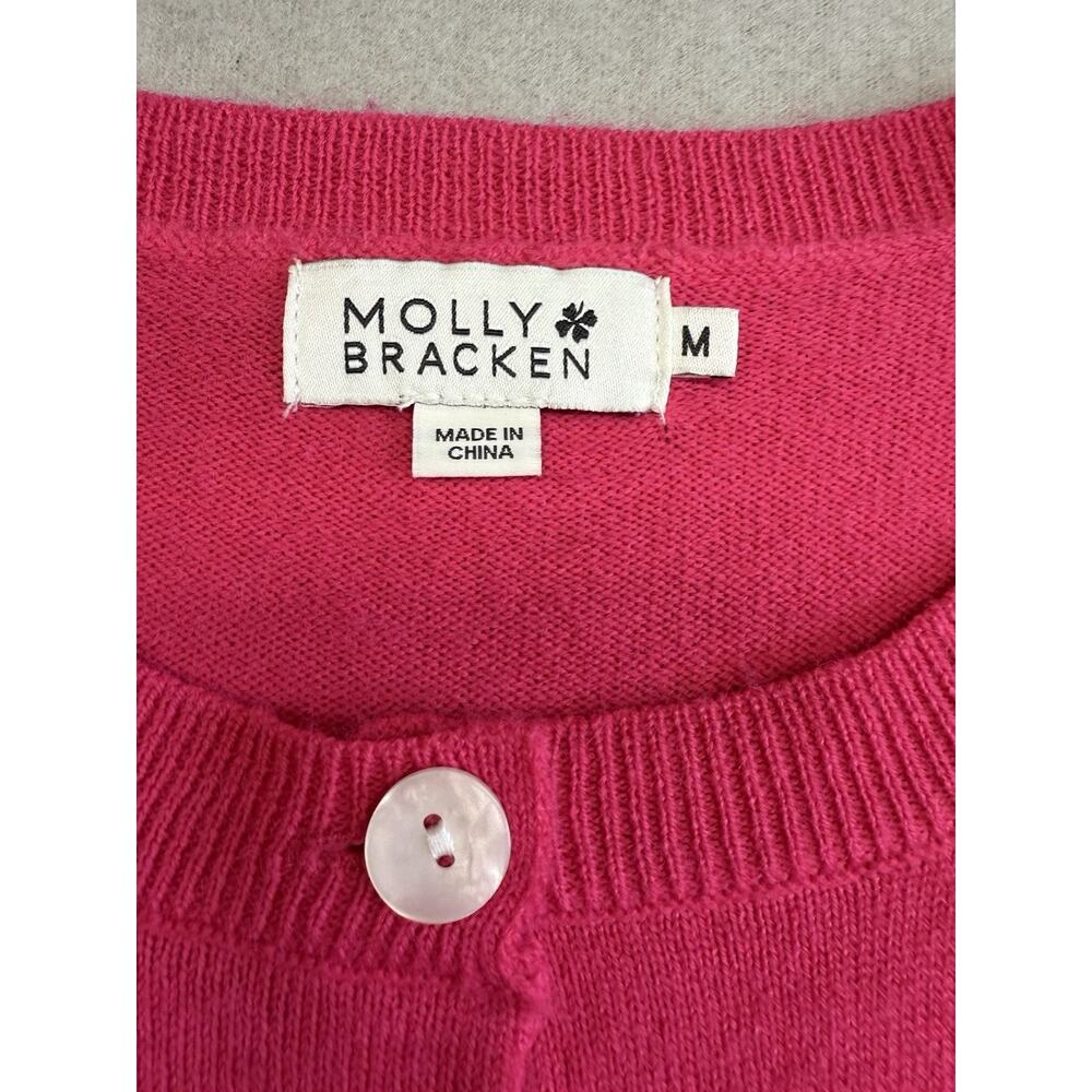 Molly Bracken Hot Pink Button Crop Long Sleeve Sweater Cardigan Medium - Picture 4 of 10